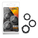 Stay Hard - Beaded Cock Rings - 3 Pack - Black
