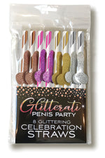 Glitterati Penis Party Celebration Straws - 8 Count