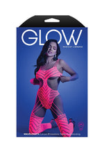 Wavelength Cutout Rhinestone Teddy Bodystocking - One Size - Neon Pink Default Title