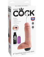 King Cock 8 Inch Squirting Cock With Balls - Light