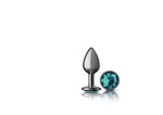 Teal Round Gem Gunmetal Metal Plug - Sm