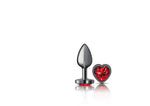Deep Red Heart Gem Gunmetal Metal Plug - Sm