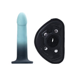 Duo Semi-Realistic Dildo With Harness - Turquoise/black