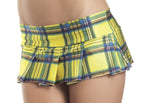 Yellow Plaid Pleated Mini Skirt - Medium- Large Default Title