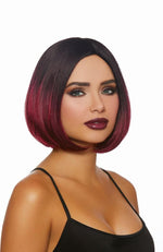 Mid-Length Black and Burgandy Ombre Bob Wig Default Title
