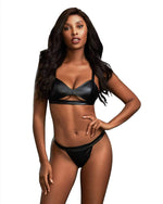 3 Piece Robe, Bralette & Thong Set - X-Large - Black Default Title
