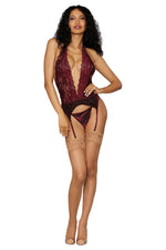 Garter Slip and G-String - One Size - Burgundy Default Title