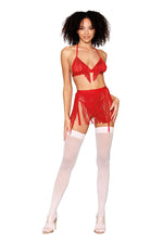 Bralette With Garter Belt and G-String - One Size - Ruby Default Title