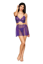 Babydoll and G-String - One Size - Violet Default Title
