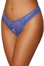 Dot Mesh Open Crotch Thong - Medium - Periwinkle Default Title
