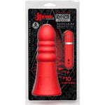 Vibrating Silicone Butt Plug - Ridged 8" - Red Default Title