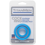 Titanmen Cock Ring Platinum Silicone Double Pack - Blue Default Title