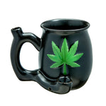 Black Matt Mug Wirh Embossed Green Leaf - Roast and Toast Default Title