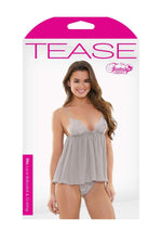 Ella Lace Babydoll and G-String - Dove-gray - S-m Default Title