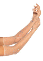 Rhinestone Fishnet Long Gloves Nude Default Title