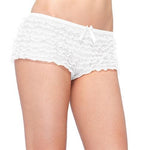 Lace Ruffle Tanga Shorts - One Size - White Default Title