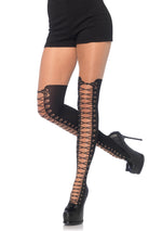 All Tied Up Pantyhose With Opaque Faux Thigh High Boot Detail - One Size Default Title