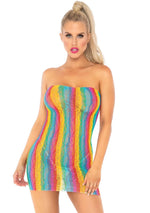 Rainbow Leopard Lace Tube Dress - One Size - Multicolor Default Title