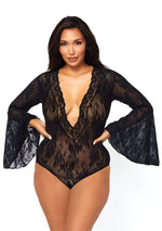 Bell Sleeve Bodysuit - Queen Size - Black Default Title