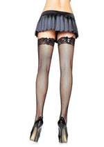 Fishnet Stockings With Corset Lace Top - One Size - Black Default Title