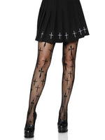 Worship Me Cross Net Tights - 1x/2x - Black Default Title