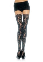Lace Top Lace Thigh Highs - One Size - Black Default Title