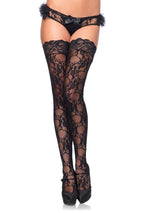 Stay Up Floral Lace Thigh Highs - One Size - Black Default Title