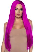 33 Inch Long Straight Center Part Wig Raspberry Default Title