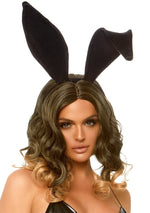Velvet Bunny Ear Headband - Black Default Title