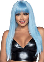 24 Inch Long Straight Bang Wig Blue Default Title