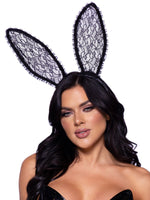 Ruffle Trimmed Bendable Lace Bunny Ears - Black Default Title