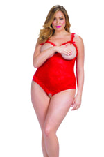 Open Cup Crotchless Teddy - Queen Size - Red Default Title
