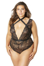 Soft Cup Teddy With Harness Choker - Black - 1x-2x Default Title