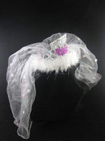 Flashing Bride-to-Be Tiara With a White Fur Veil Default Title