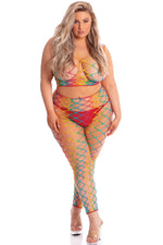 Pink Lipstick - Roy G. Biv 2 Pc Bodystocking - Bodystocking - 1x-3x - Rainbow Default Title