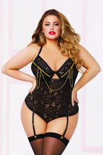 Lace & Zipper Teddy - 1x2x - Black Default Title