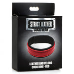 Leather and Velcro Cock Ring - Red Default Title