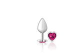 Cheeky Charms - Silver Metal Butt Plug - Heart - Bright Pink - Medium Default Title