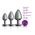 Cheeky Charms - Metal Butt Plug Gunmetal - Round - Deep Purple - Kit - Preorder Only Default Title