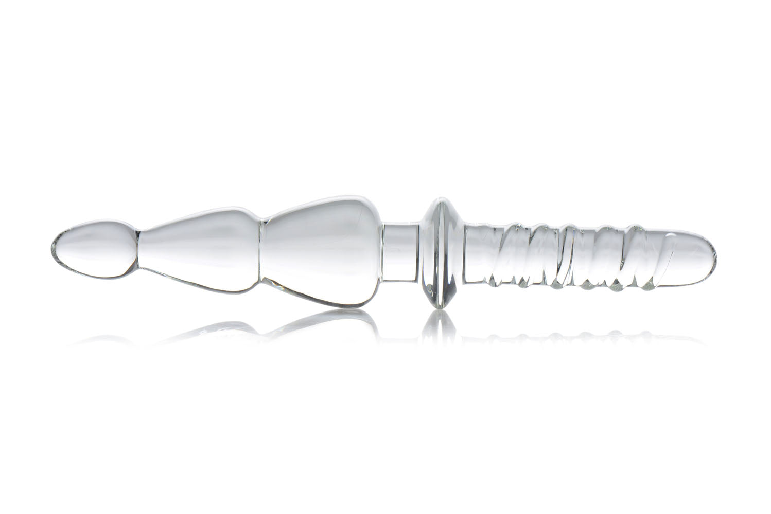 XR Brands Saber Anal Links Glass Thruster — clear anal toy at Stuffgoodies