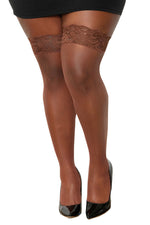 "Seam Back Fishnet Thigh High - Queen Size - Espresso DG-0001ESPQ"