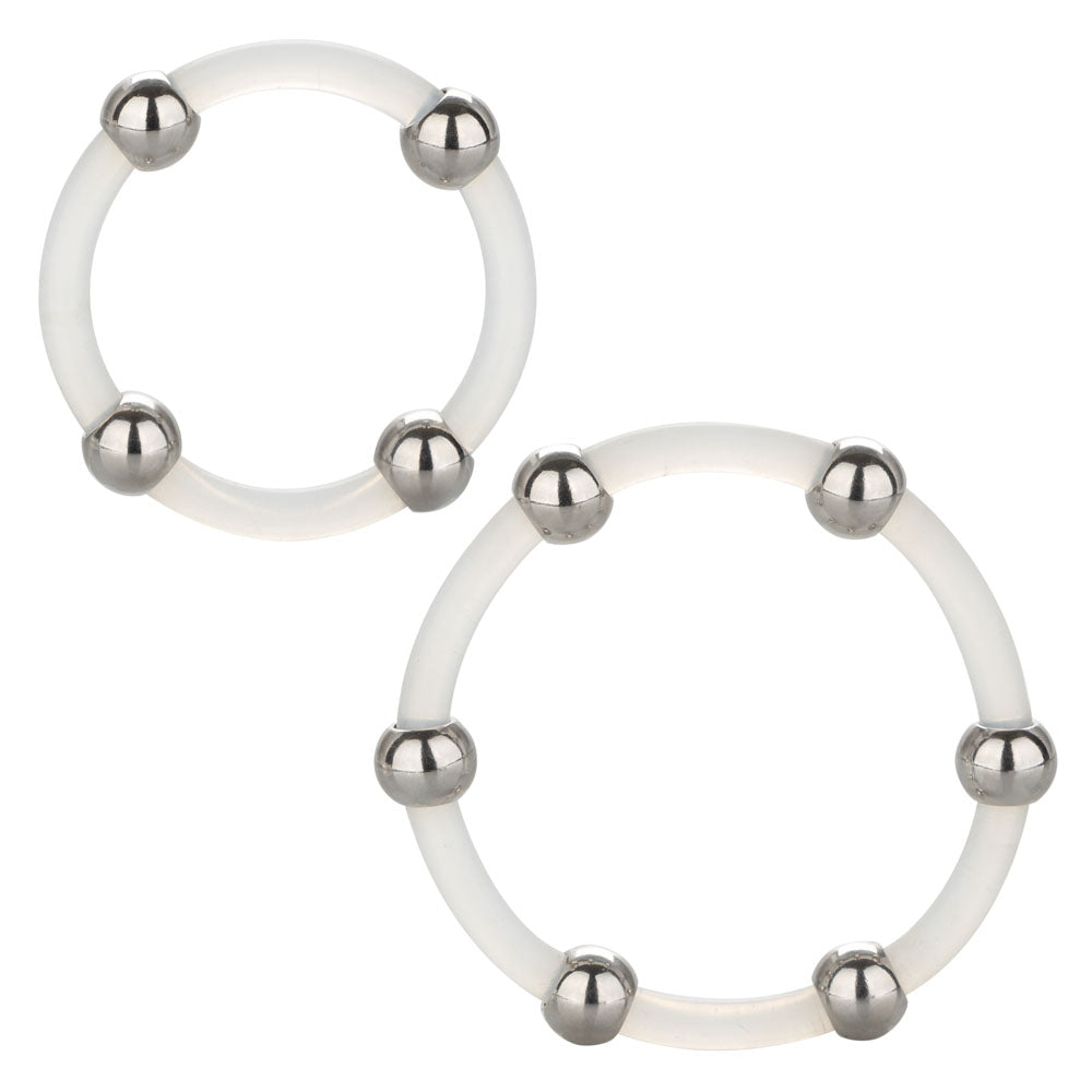 CalExotics Steel Beaded Silicone Ring Set — cock ring at Stuffgoodies