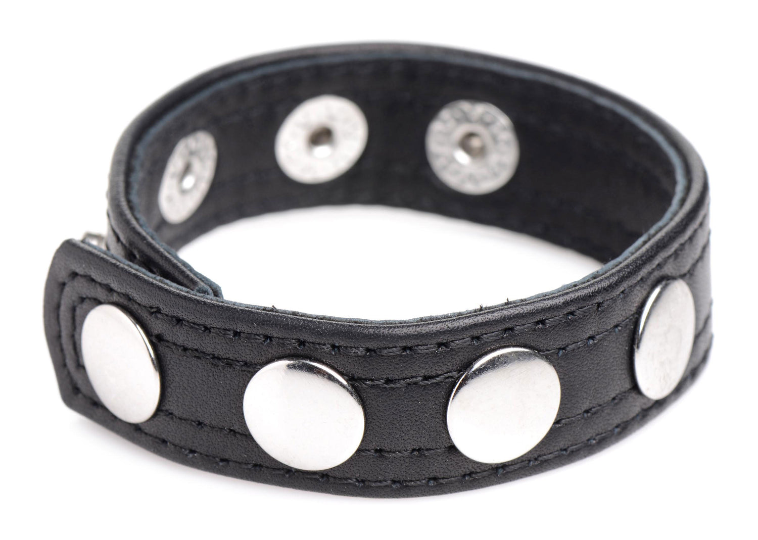 "Cock Gear Leather Speed Snap Cock Ring - Black STR-AG845-BLK"