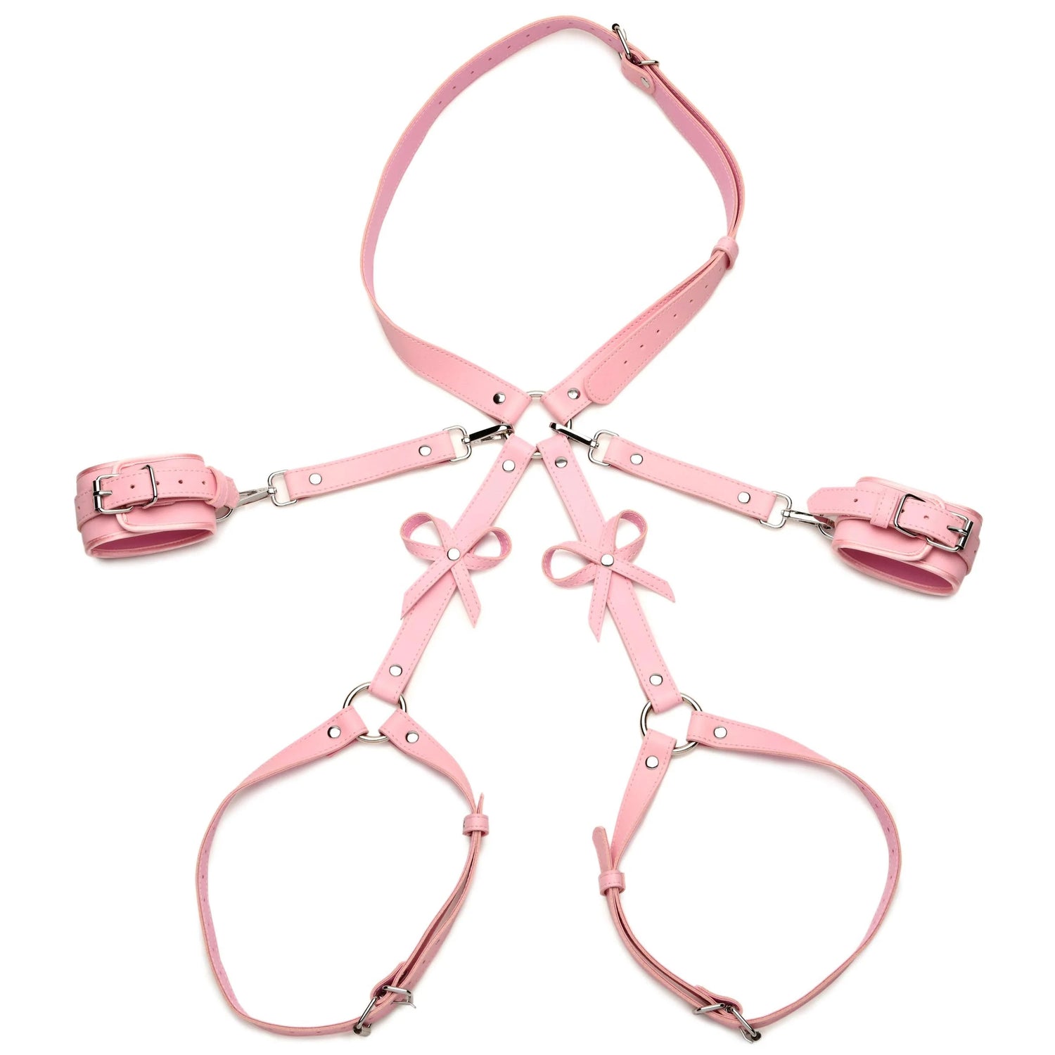 XR Brands — Bondage Harness With Bows - Medium/large - Pink (STR-AH089-ML)