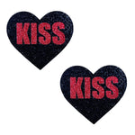 Neva Nude Kiss Red and Black Valentine Glitter Heart Nipple Cover Pasties — intimate product at Stuffgoodies