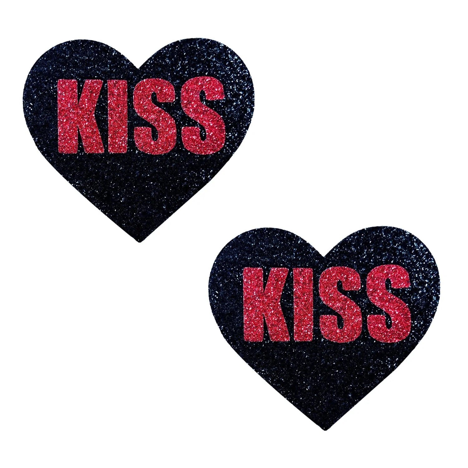 Neva Nude Kiss Red and Black Valentine Glitter Heart Nipple Cover Pasties — intimate product at Stuffgoodies