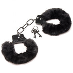 XR Brands Cuffed in Fur Furry Handcuffs - Black — black bondage toy at Stuffgoodies