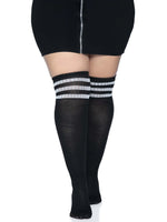 "Over the Knee Athletic Socks -1x/2x - Black/white LA-5627XBLKWHT"