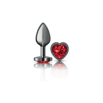 "Deep Red Heart Gem Gunmetal Metal Plug - Sm VB-CC9135"