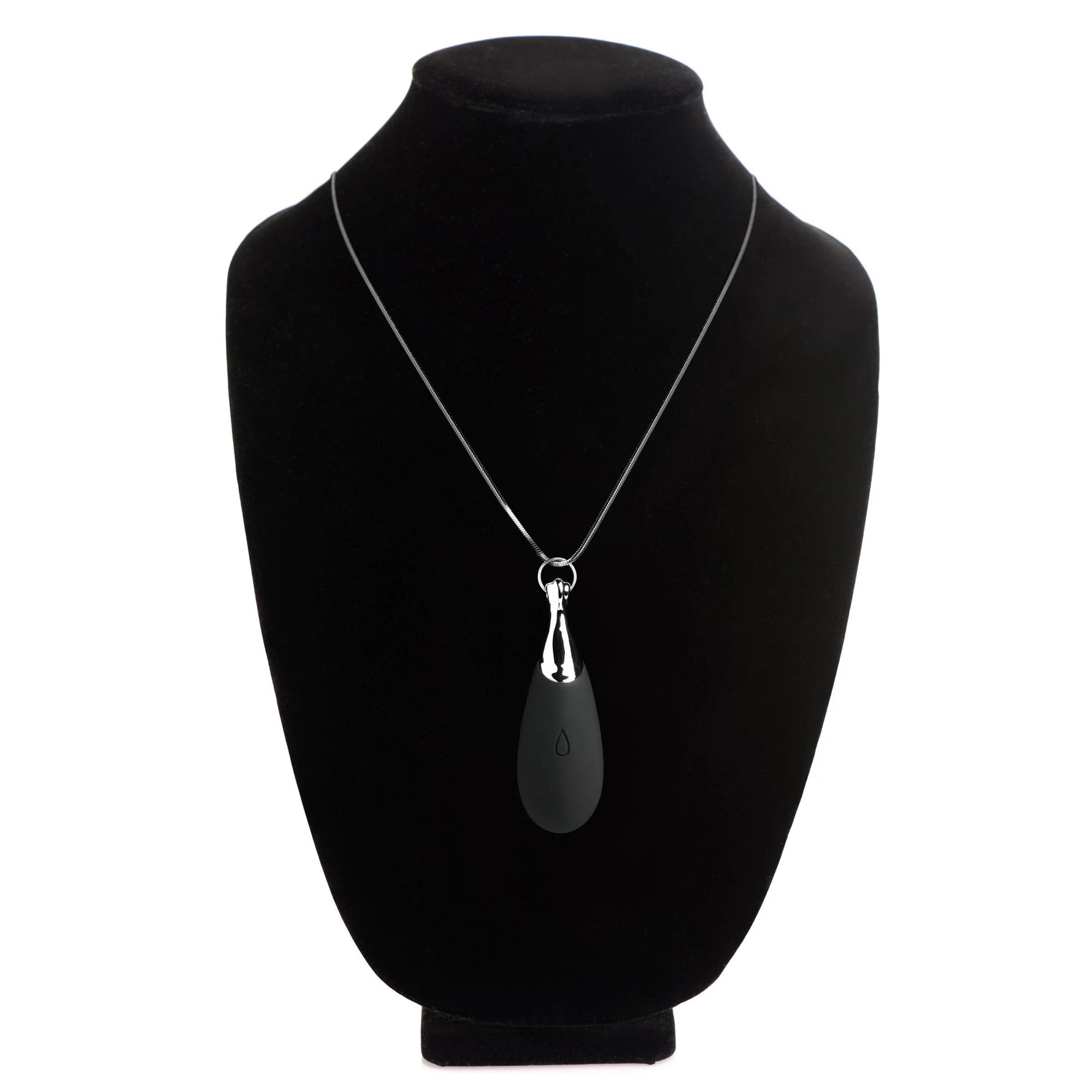 "10x Vibrating Silicone Teardrop Necklace - Black CH-AH103"